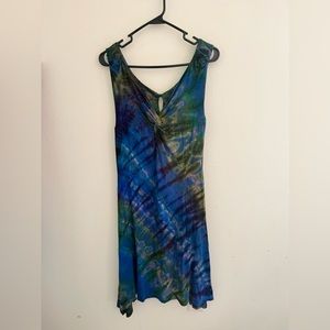 Jayli Knot Front Tie Dye Dress, M